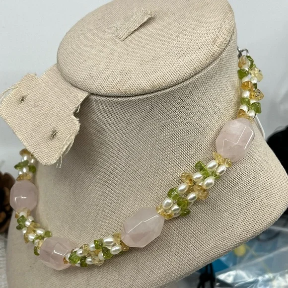 Vintage Ross-Simons Multi-Gemstone and White Pearl Necklace 16" - Picture 4 of 17